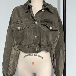 Zara Olive Jean Jacket for Women